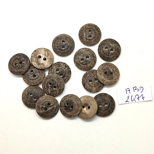 16 boutons en résine gris - 15mm - abd2477