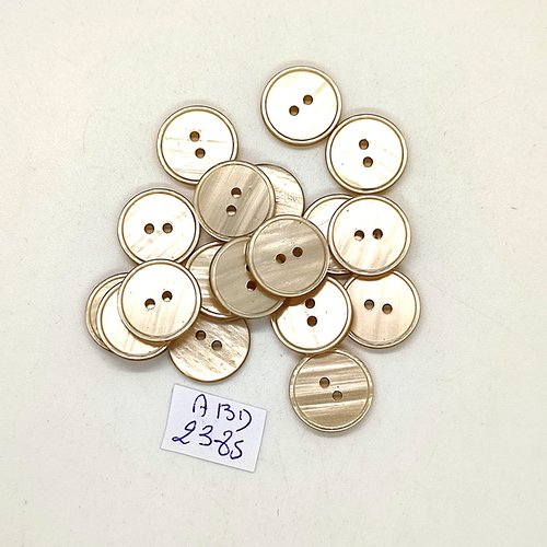 18 boutons en résine beige clair - 15mm - abd2385