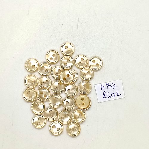30 boutons en résine beige clair - 8mm - abd2402