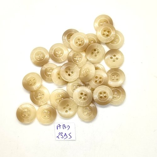 30 boutons en résine beige clair - 14mm - abd2395
