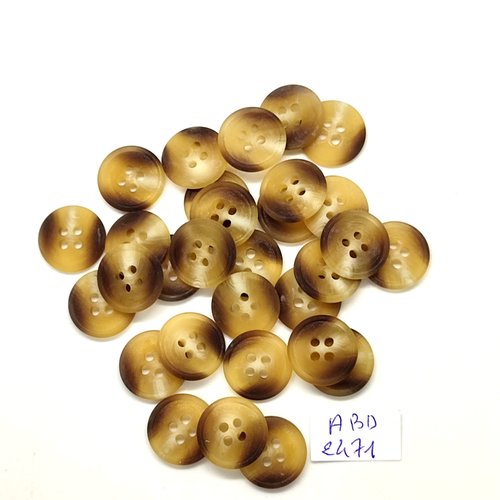 30 boutons en résine beige et marron - 14mm - abd2471
