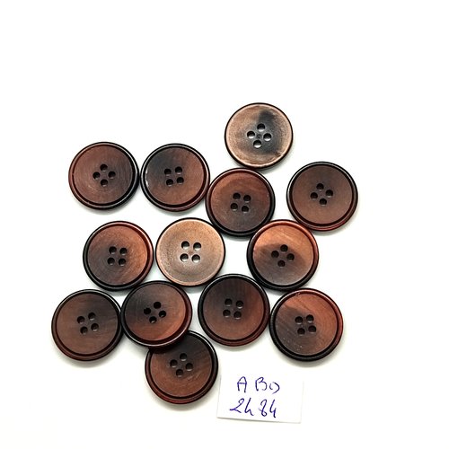 13 boutons en résine marron foncé - 18mm - abd2484