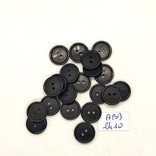 20 boutons en résine noir - 13mm - abd2410