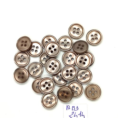 25 boutons en résine taupe - 13mm - abd2414