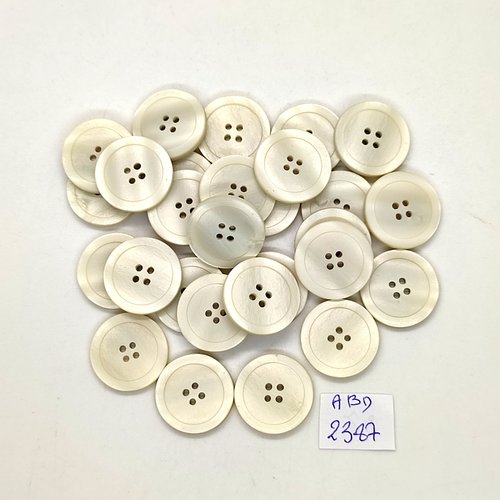 28 boutons en résine blanc cassé - 18mm - abd2387