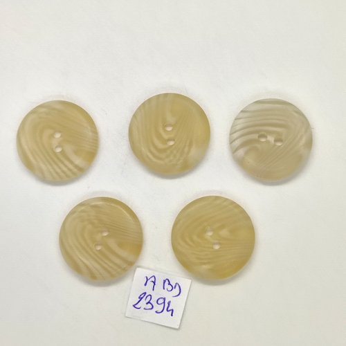 5 boutons en résine beige clair - 22mm - abd2394