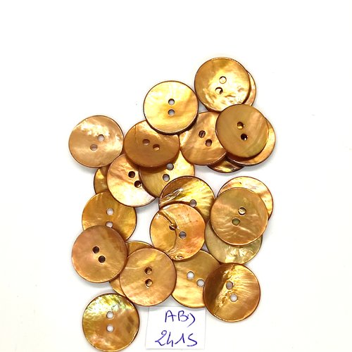 23 boutons en nacre orange / marron - 17/18mm - abd2415