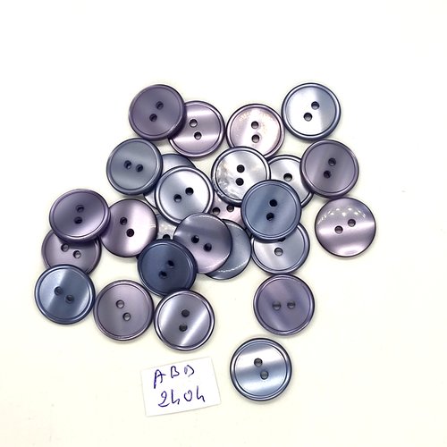26 boutons en résine bleu / gris - 15mm - abd2404