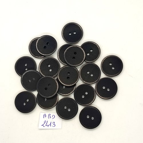 20 boutons en résine noir - 18mm - abd2413
