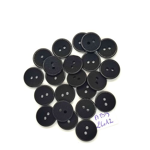 22 boutons en résine noir - 15mm - abd2412