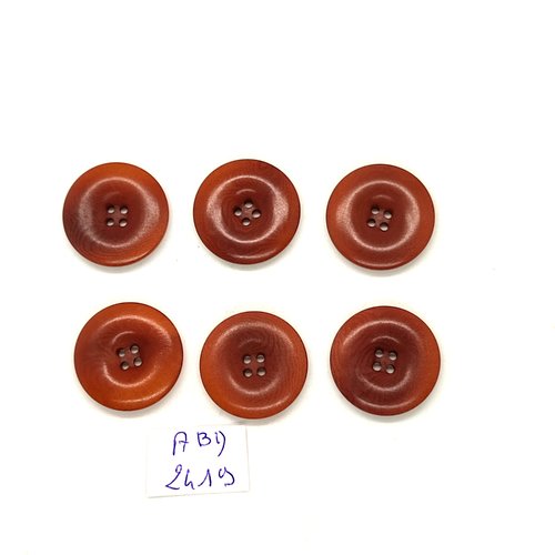 6 boutons en résine marron - 20mm - abd2419