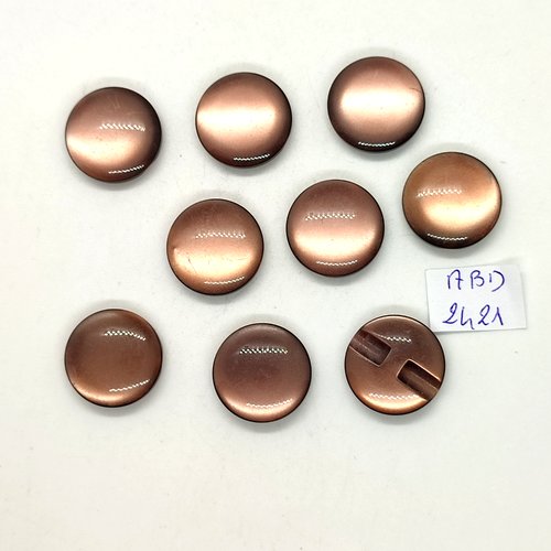 9 boutons en résine marron - 18mm - abd2421