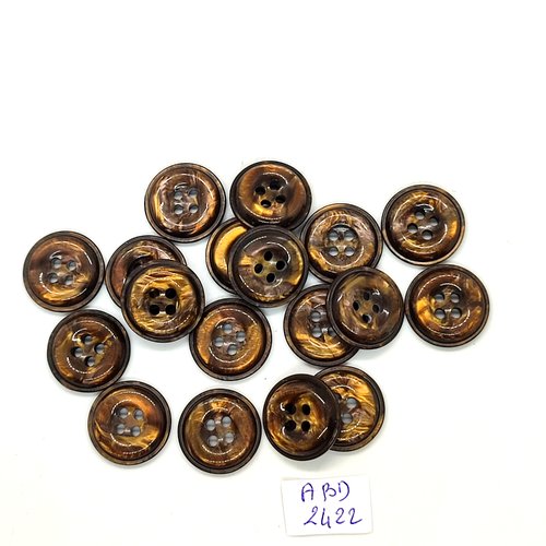 18 boutons en résine marron - 17/18mm - abd2422