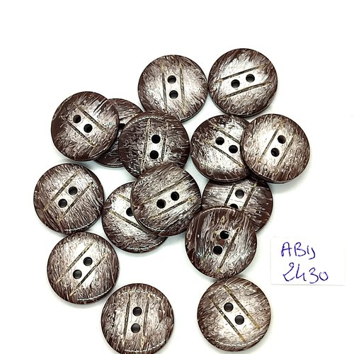 15 boutons en résine marron et gris - 17mm - abd2430