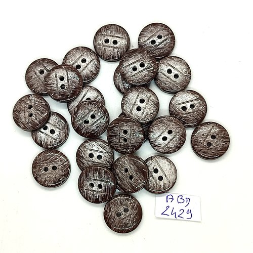 23 boutons en résine marron et gris - 15mm - abd2429