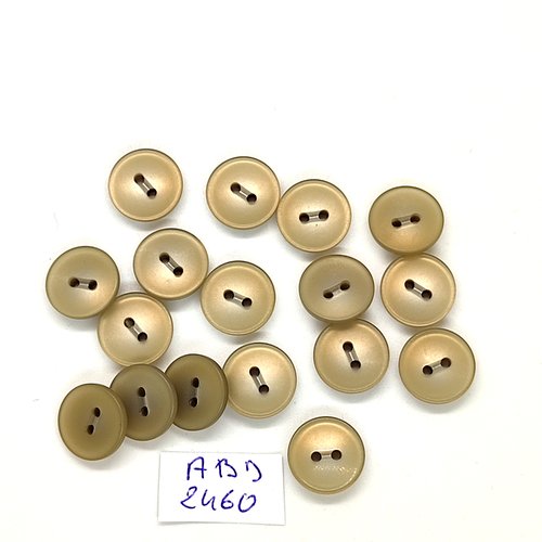 17 boutons en résine beige et gris dessous - 12mm - abd2460