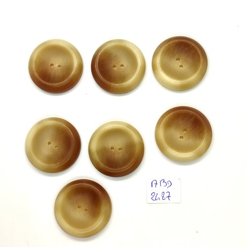 7 boutons en résine beige - 28mm - abd2487
