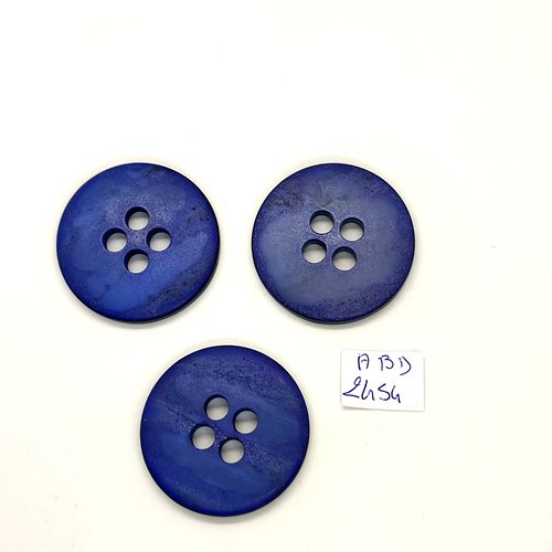 3 boutons en résine bleu foncé - 34mm - abd2454