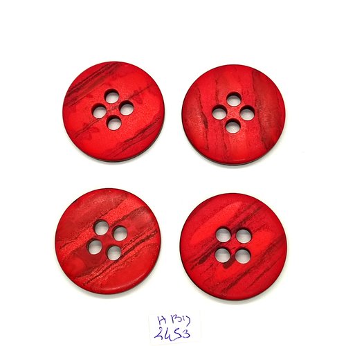 4 boutons en résine rouge foncé - 34mm - abd2453
