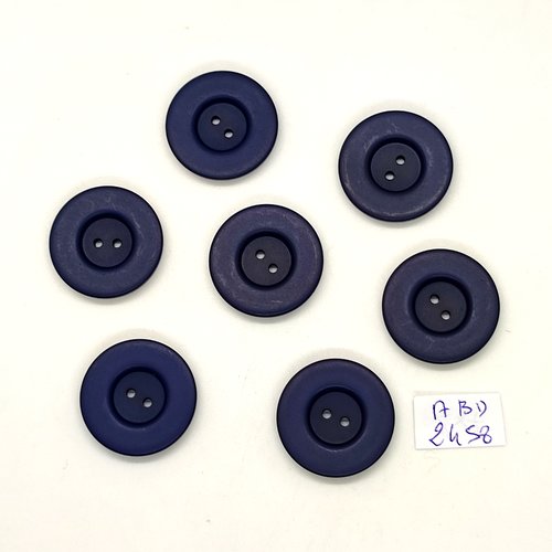7 boutons en résine bleu foncé - 22mm - abd2458
