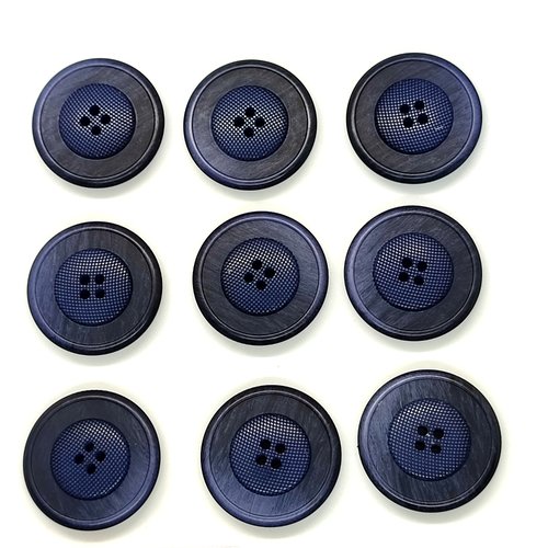 9 boutons en résine bleu foncé - 28mm - abd2459