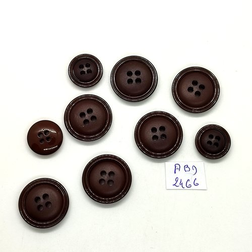 9 boutons en résine marron foncé - 21mm et 15mm - abd2466