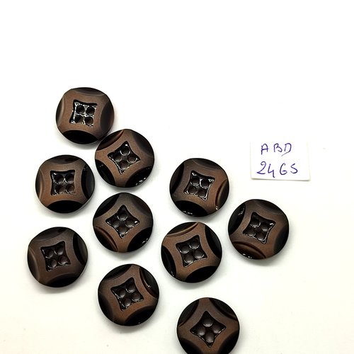 10 boutons en résine marron foncé - 17mm - abd2465