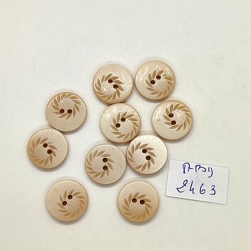 10 boutons en résine beige clair - 14mm - abd2463