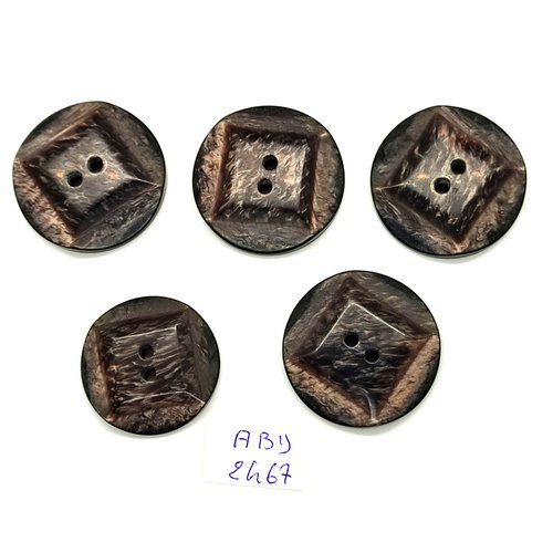 5 boutons en résine marron foncé - 27mm - abd2467