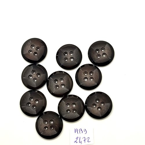 10 boutons en résine marron foncé - 20mm - abd2472