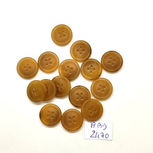 15 boutons en résine beige foncé - 15mm - abd2470