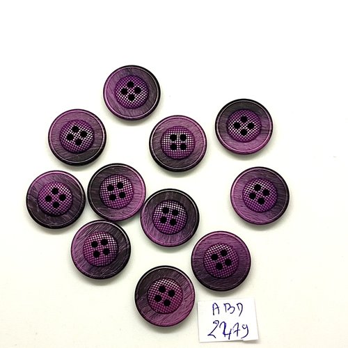 11 boutons en résine violet - 17mm - abd2479