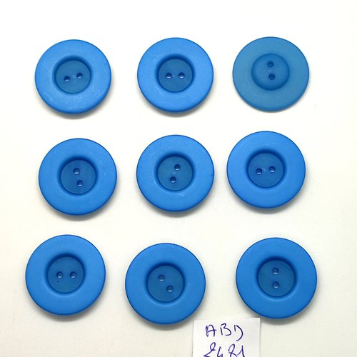 9 boutons en résine bleu - 22mm - abd2481