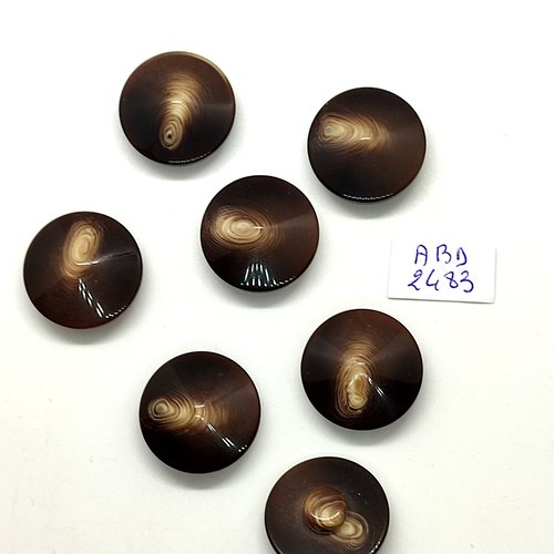7 boutons en résine marron - 23mm - abd2483