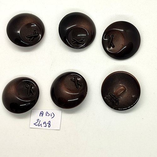 6 boutons en résine marron foncé - 23mm - abd2498