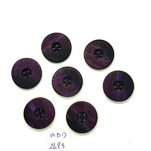 7 boutons en résine violet foncé - 23mm - abd2489