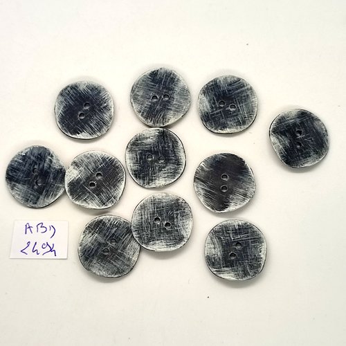 11 boutons en résine gris - 20mm - abd2494