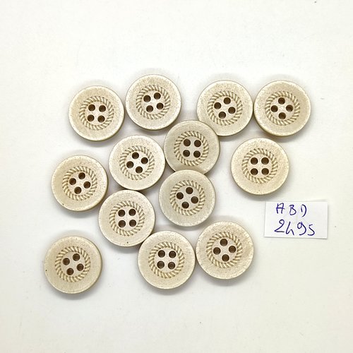 13 boutons en résine beige clair - 18mm - abd2495