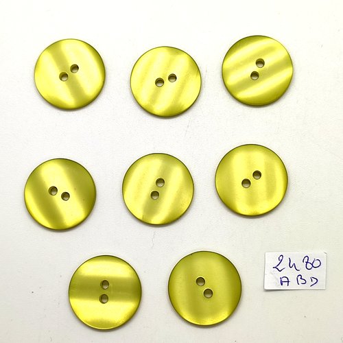 8 boutons en résine vert - 21mm - abd2480