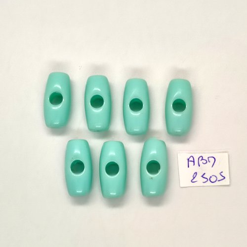 7 boutons brandebourg en résine vert d'eau - 10x21mm - abd2505