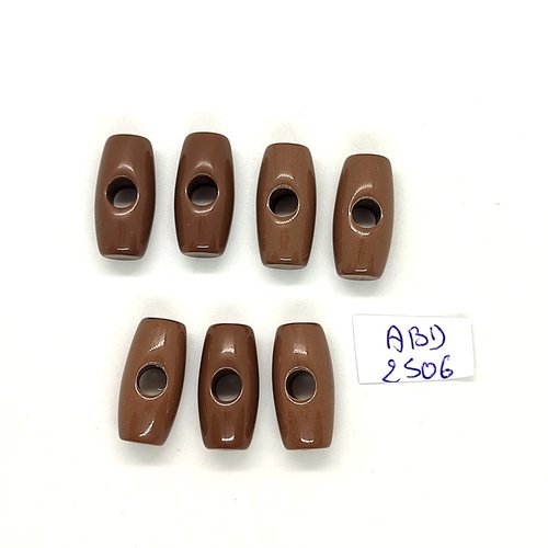 7 boutons brandebourg en résine marron / taupe - 10x21mm - abd2506