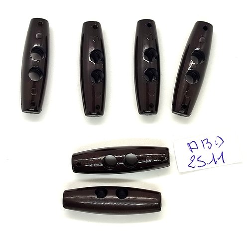 6 boutons brandebourg en résine marron foncé - 8x30mm - abd2511