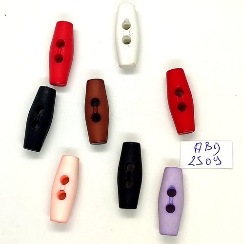 8 boutons brandebourg en résine multicolore - 10x26mm - abd2509