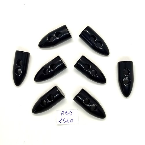 8 boutons brandebourg en résine noir - 12x30mm - abd2510