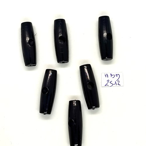 6 boutons brandebourg en résine noir - 9x30mm - abd2512