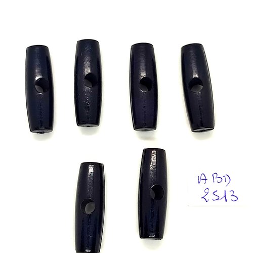 6 boutons brandebourg en résine bleu foncé - 9x30mm - abd2513