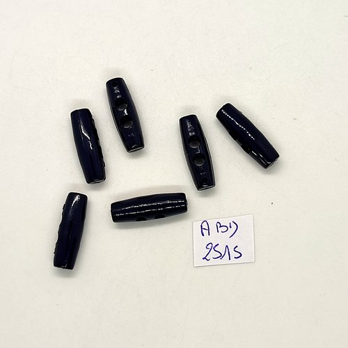 6 boutons brandebourg en résine bleu foncé - 6x20mm - abd2515