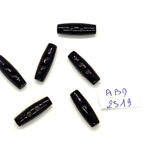 6 boutons brandebourg en résine noir - 7x20mm - abd2519