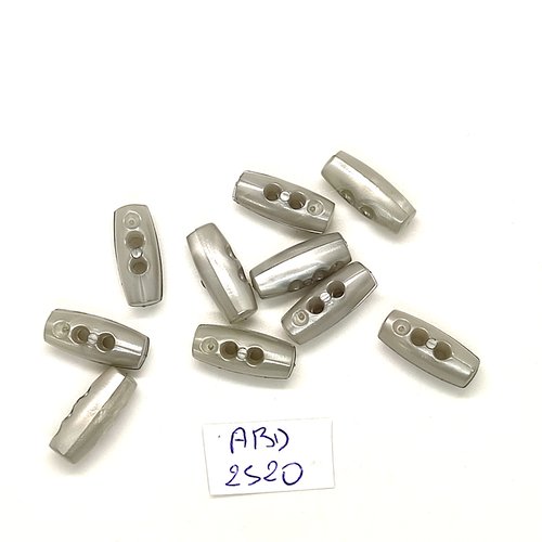 10 boutons brandebourg en résine gris / vert - 6x12mm - abd2520