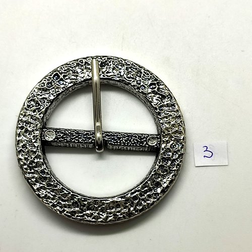 1 boucle de ceinture en métal argenté - 63mm
